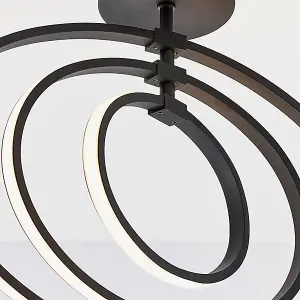 Luminosa Avali LED Semi Flush Light Matt Black & White Acrylic