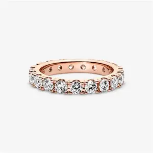 Pandora Sparkling Row Eternity Ring - 14K Rose Gold Plating / Cubic Zirconia - Sz. 56