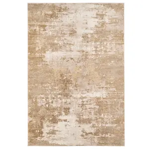 Natural Beige Distressed Abstract Area Rug 60x110cm