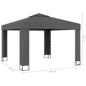 Berkfield Gazebo with Double Roof&LED String Lights 3x3 m Anthracite