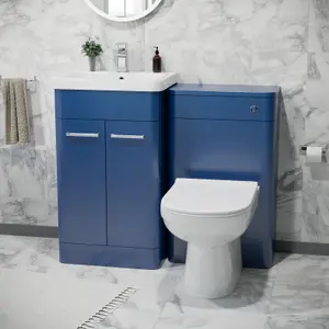 Nes Home 500mm Freestanding Vanity Unit with Basin, Back to Wall Toilet, WC unit Royal Blue