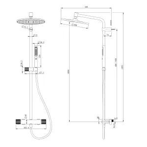 GoodHome Levanna Gloss Chrome effect Wall-mounted Thermostatic Mixer Multi head shower