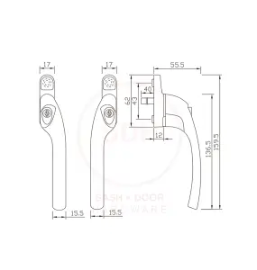 Alpine Espag Window Handle - Polished Gold (Right Hand)