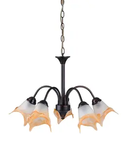 Luminosa 5 Light Multi Arm Pendant Ceiling Light Rust 60x55cm