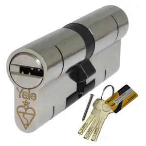 Yale Superior Anti-Snap Euro Cylinder - 35/55 (90mm), Nickel (with 3 keys)