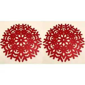 SNOWFLAKE glitter Siobhan Placemats (Set of 2) Red