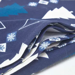 Homescapes Blue Winterland 100% Cotton Christmas Tablecloth 137 x 137 cm