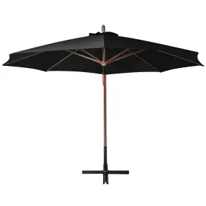 Berkfield Hanging Parasol with Pole Black 3.5x2.9 m Solid Fir Wood