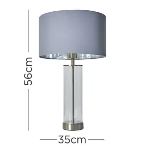 Glass Table Lamp Grey/Chrome