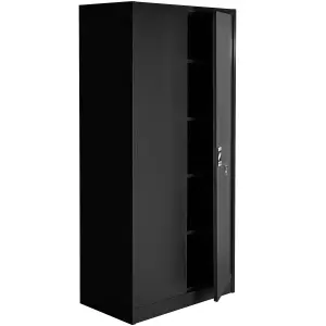 2x Filing cabinet with 5 shelves - black