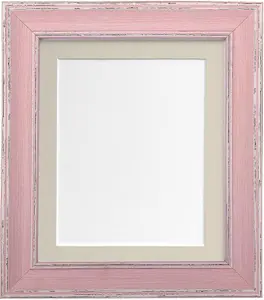 Scandi Distressed Pink Frame with Light Grey Mount  for Image Size 24 x 16 Inch