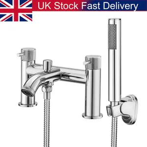 BATHWEST Bath Taps with Shower Chrome Brass Round Bathroom Sink Tap with Shower