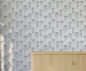 Bobbi Beck eco-friendly white jellyfish wallpaper