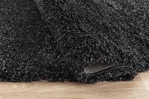 Modern Extra Large Small Soft 5cm High Pile Shaggy Non Slip Bedroom Living Room Carpet Runner Area Rug - Anthracite 80 x 150 cm