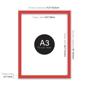 A3 Red Picture Frame Fits A3 (29.7 x 42cm - 11.7 x 16.5in) Poster, Photo, Artwork, or Print.