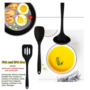 Silicone Utensil Set Kitchen Utensils - 11Pcs Cooking Utensils Set With Holder Kitchenware Turner Spatula Cooking Tong Spoon Non-Stick Heat Resistant