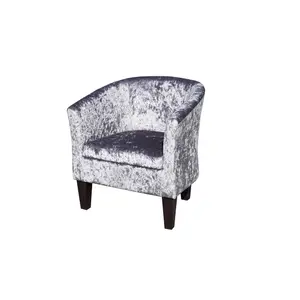 Comfy Living Crush Velvet Tub Chair In Grey