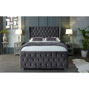 Colleen Plush Velvet Steel Bed Frame