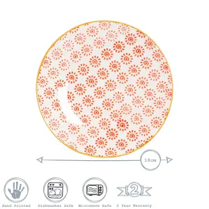 Nicola Spring - Hand-Printed Side Plates - 18cm - Red - Pack of 6