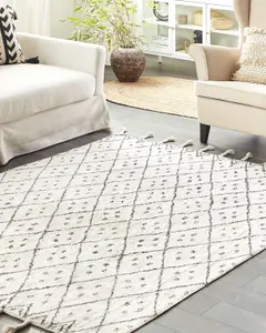 Cotton Area Rug 160 x 230 cm Black and White AGADIR