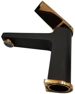 Invena Black/Rose Gold Brass Bathroom Basin Faucet Mixer Tap + Click-Clack Plug