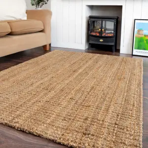 Handwoven Natural Chunky Jute Living Area Rug 190x280cm