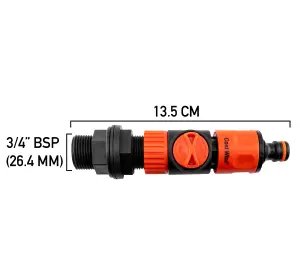 Water butt/rain barrel/strorage tank outlet valve+adaptor/connector.Easy turn flow control,universal male hose connection