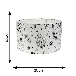 ValueLights Tom Spaceman Design Fabric Drum Ceiling Floor Table Lamp Shade with LED Bulb