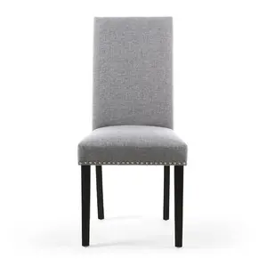 Richard Upholstered Dining Chair (Set of 2) Silver Grey Linen Effect / Black