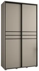 Luxurious Cashmere & Black Sliding Door Wardrobe W140cm H235cm D60cm for Sophisticated Storage