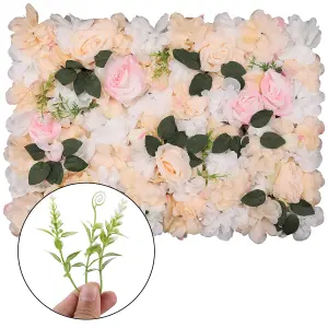 Artificial Flower Wall Backdrop Panel, 60cm x 40cm, Pastella & Poma Roses