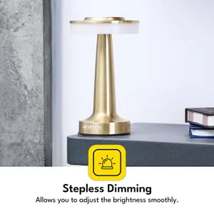 Pair of Rechargeable Table Lamp 3 Stepless Dimming, Nightstand Desk Lamp, Brass