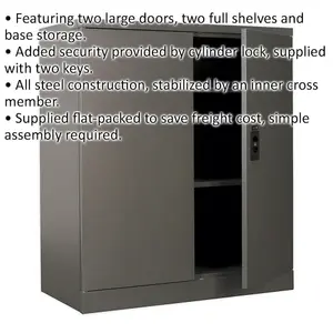 Durable Floor Standing Steel Cabinet with Two Doors and Shelves - 915 x 460 x 1060mm