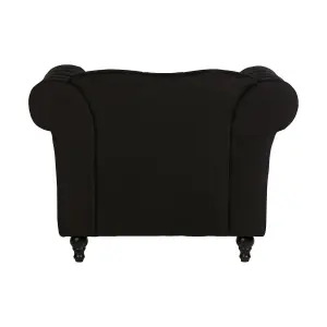 Interiors by Premier Black Chesterfield Chair, Backrest Lounge Chair, Easy to Maintain Accent chair for Living Room