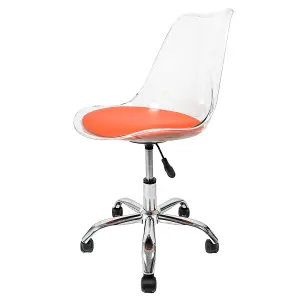 Soho Clear Plastic Dining Chair with Swivel Base Orange