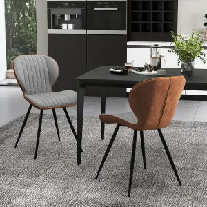 Costway 2Pcs Armless Dining Chair Modern Accent Chairs Upholstered Leisure Chair