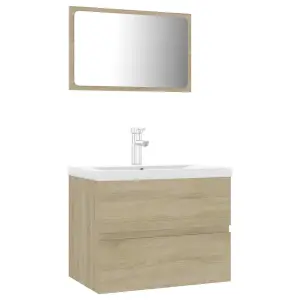 Berkfield Bathroom Furniture Set Sonoma Oak Engineered Wood