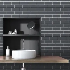 30 Pcs 30.5 x 30.5cm(12") 3D Tile Stickers Peel and Stick Backsplash Splashback Decals Tile Transfer - Elegant Dark Grey