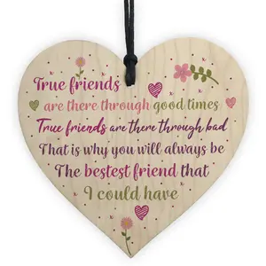 Red Ocean Best Friend Friendship Sign Handmade Wooden Heart Chic Plaque Birthday Thank You Gift Keepsake