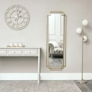 Melody Maison Gold Art Deco Wall Mirror 142cm x 47cm