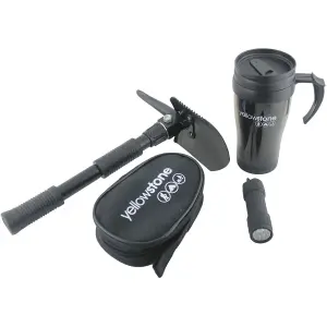 Car Travel Gift Set with Mug, Folding Shovel & Torch