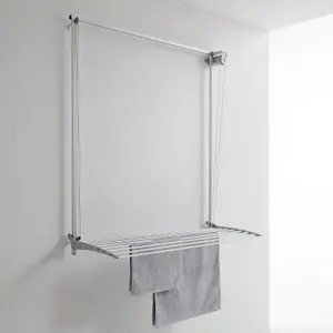 Wall 120, Wall mounted upright dryer, retractable and foldable, Grey 128x137x52 cm Right-hand clutch