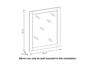 Bathroom Mirror 600mm Wall Mounted Rectangular 60cm Oak Effect Frame Oak Classic