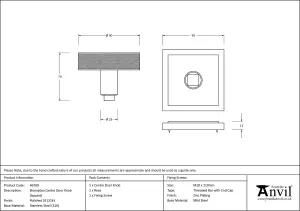 From The Anvil Polished Marine SS (316) Brompton Centre Door Knob (Square)