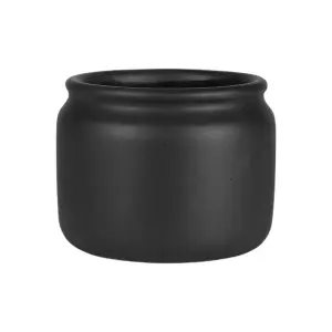 Moda Ceramic Black Jar Plant Pot. H11 cm