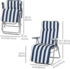 2 Piece Blue Folding Sun Loungers Set / Stylish Comfort for Outdoor Relaxation