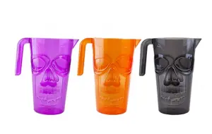 Halloween Skull Drink Party Jugs - Orange, Purple, Black 3 Pack