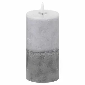 Luxe Collection Natural Glow 3x6 Dipped LED Candle - Plastic/Wax - L7 x W7 x H15 cm - Grey