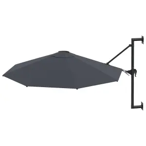 Berkfield Wall-Mounted Parasol with Metal Pole 300 cm Anthracite