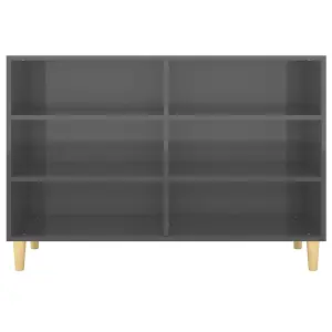 Berkfield Sideboard High Gloss Grey 103.5x35x70 cm Engineered Wood